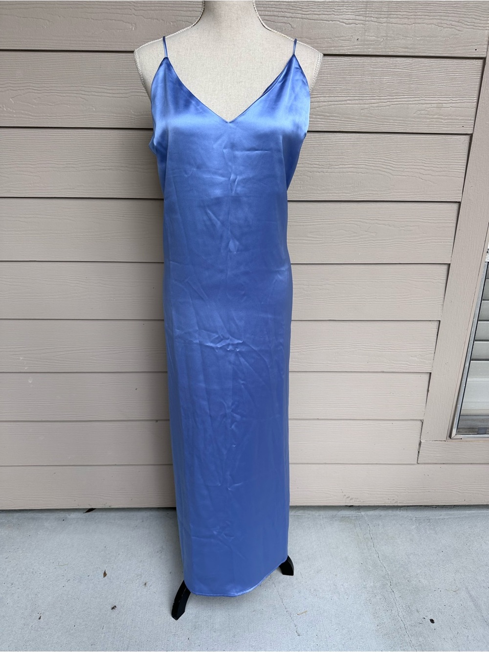 Marine Layer Women's Gabrielle Slip Maxi Satin Dress Periwinkle Size Large (A7) - Picture 4 of 10